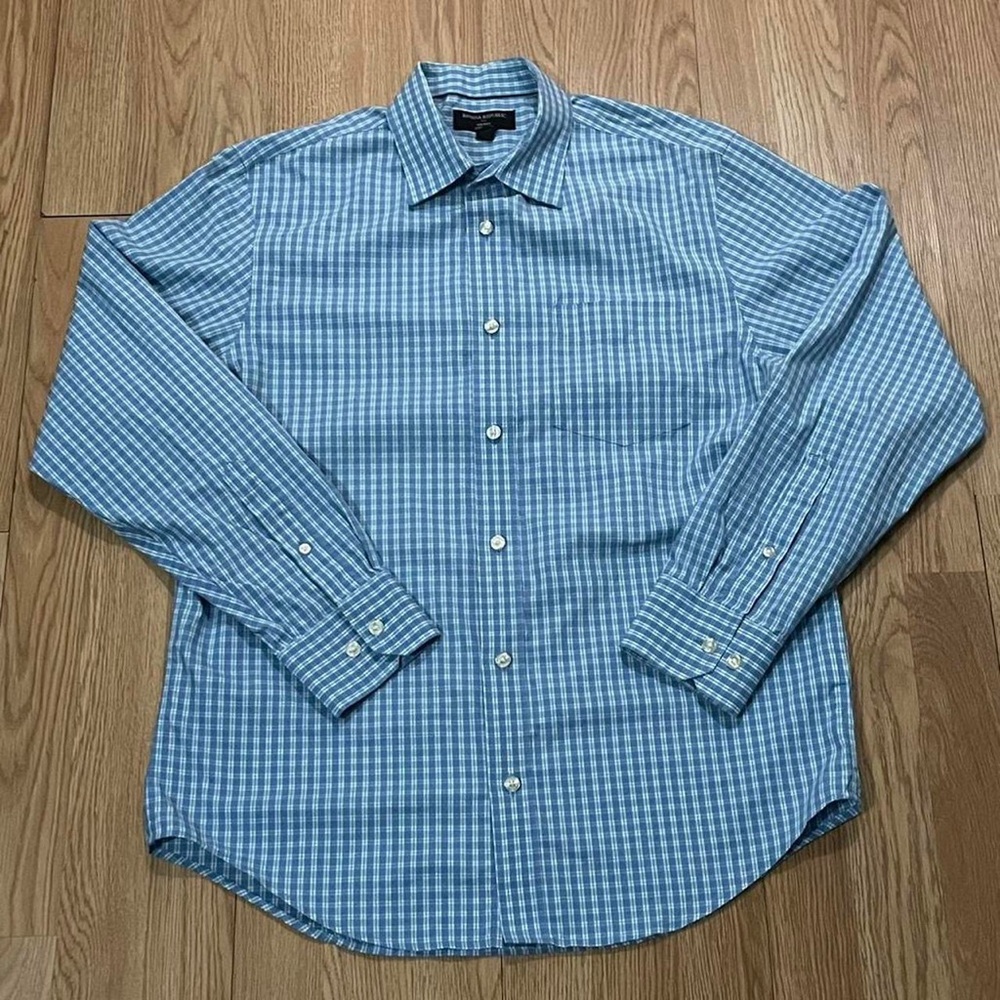 Banana Republic Mens 15x33 Long Sleeve Button Down Shirt Classic Non-Iron Blue